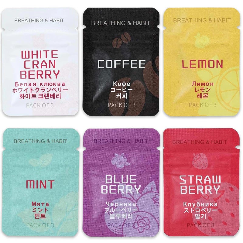 Breathing Necklace Flavoured Inner Filter Packs - 6-Pack for Mindful Breathing Necklace, 6-Pack for White Cranberries, Mint, Strawberries, Coffee, Blueberries, Lemon Flavoured Air Breathlace Filter